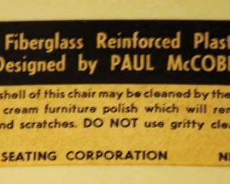 PAUL MCCOBB ST JOHN SEATING LABEL