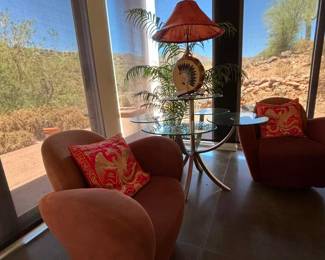 Contemporary chair set of 2 (glass table not included) $2,000/pair (new $6,000)
