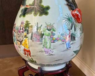 Vintage Chinese Famille Rose Deer Head Jar $350