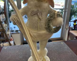 Bethany Lowe skier skiing wreath bunny Xmas glitter home decor