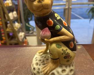 Vintage 1980s Andrea by Sadek Porcelain Monkey With Peach Figurine