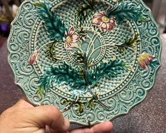 Antique Majolica Floral Art Nouveau Plate Villeroy & Boch 1800 Values Risings