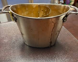 Pottery Barn Vineyard Silver Plate Divided Wine Champagne Cooler Ice Bucket VTG