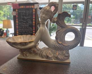 VTG 514 ROYAL HAEGAR MERMAID MID CENTURY MODERN GOLD CERAMIC CENTERPIECE