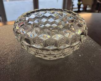 Vintage Fostoria Pressed Glass Bowl | Diamond Cut “American” Pattern