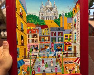 Lively Colorful Painting of Paris Street Scene Featuring the Beautiful Sacré-Cœur, Paris