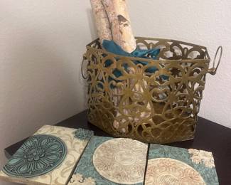 home decor, brass basket
