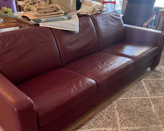 red leather sofa