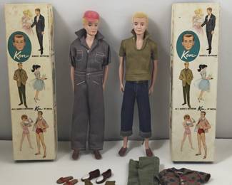 Vintage Mattel Ken Dolls with Boxes & Clothing Accessories Lot