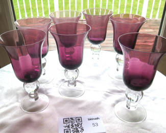 Lot 53: Seven Lenox Amethyst Glass Goblets