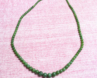 Lot 89: Beaded Jade Necklace 12k Gold Filled Clasp