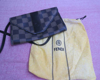 Lot 12: Vintage Fendi Pequin Checkerboard Shoulder Purse with Dust Bag