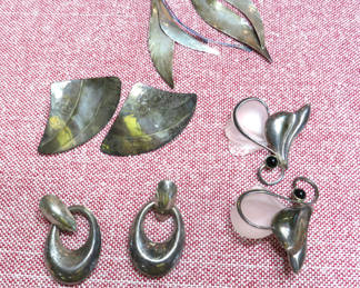 Lot 74: Four Sterling Silver Earrings Pearce Designs