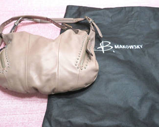 Lot 96: B. Makowsky Leather Hobo Satchel with Dust Bag