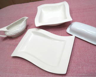 Lot 112: Villeroy & Boch Serving Platters, Gravy Boat, and Butter Tray