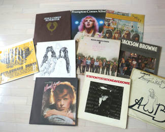 Lot 135: Classic Rock and Roll Vinyl LPs Frampton, Bowie, Aerosmith, etc.