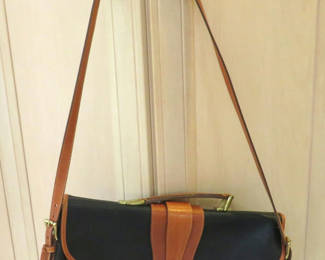 Lot 8: Dooney and Bourke All Weather Black and Brown Leather Portfolio Shoulder Bag