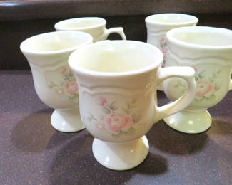Lot 72: Five Pfaltzgraff Tea Rose Pedestal Mugs