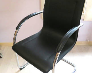Lot 49: Faux Leather Italian Style Office Chair with Chrome Base