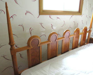Lot 134: Gothic King Size Heritage Burlwood Spiral Headboard