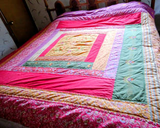 Lot 133: Colorful Reversible Embroidered Quilt