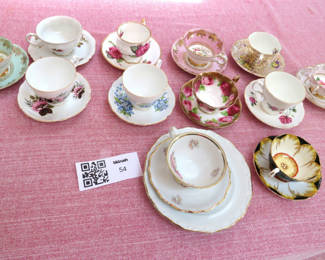 Lot 54: 12 England Bone China Tea Cups and Saucers