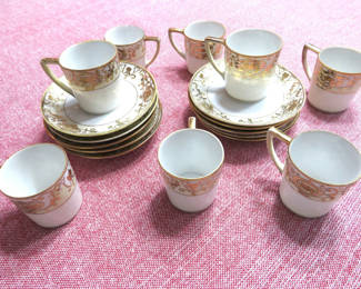 Lot 76: 8 Cups 11 Saucers Nippon Japan Hand Painted Espresso Set