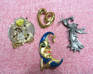 Lot 105: Assorted Signed Costume Jewelry Brooches & Pins