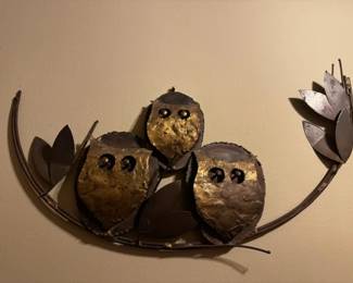 Owl Hanging Metal Sculpture $125