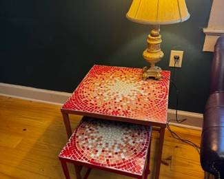Nesting Tiled Tables $110, Lamp $60
