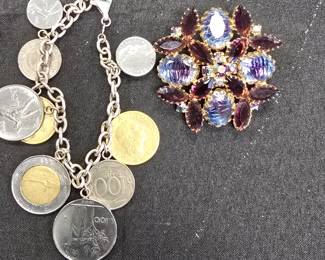 sterling bracelet and brooch