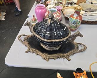 beautiful Large ornamental lidded tureen with serving tray