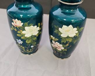 Japan Sato cloisonne vases signed