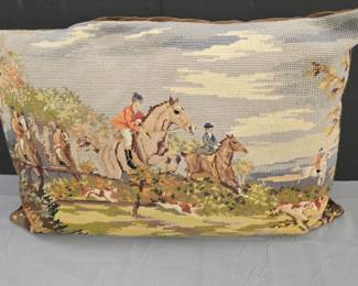 needlepoint hunting scene