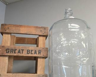 huge glass jar and crate holder