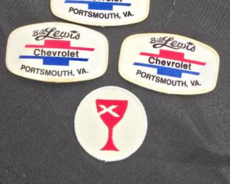 vintage Bill Lewis Chevrolet uniform and hat badges