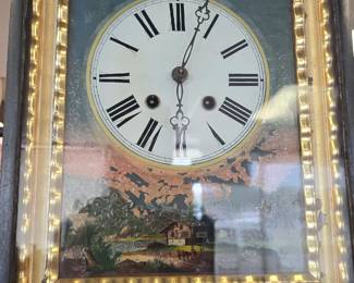 reverse oil on glass painted clock
