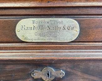 antique Rand McNally & co railroad ticket cabinet Awesome piece !!