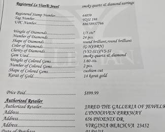 Levian diamond Earrings with paperwork