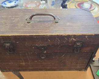 antique tool box with contents