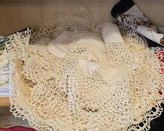 Lots of linens and doilies