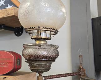 vintage oil lamp with hardware