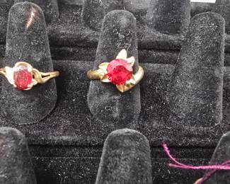 14k gold garnet and ruby rings