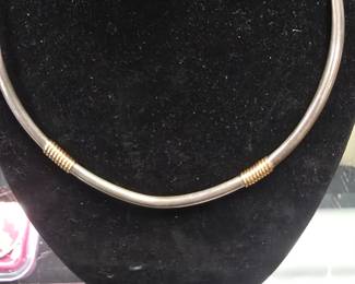 Gloria yellowhorse sterling and 14k gold necklace NICE!!
