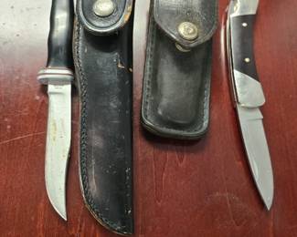 vintage buck knives one script knife