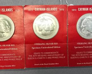 Cayman Island sterling silver.$25 coins.