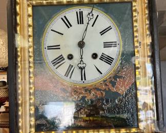 Antique reverse painted clock