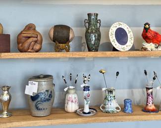 Hat Pins, Holders, Pottery and decore