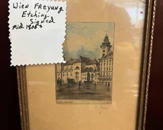Wein Freyung Etching 1800's