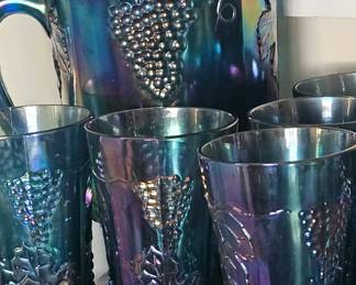 Depression glass, tumbler with glasses